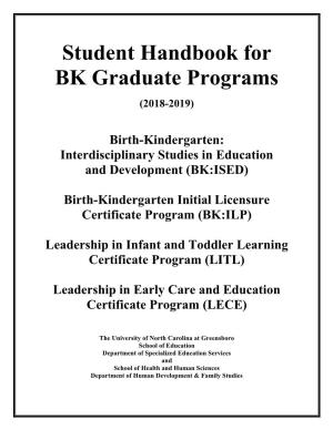 Student Handbook for BK Graduate Programs