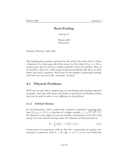 Root-Finding 3.1 Physical Problems