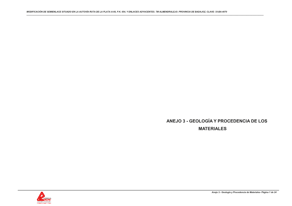 Anejo 3 - Geología Y Procedencia De Los