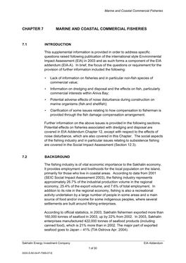 Chapter 7 Marine and Coastal Commercial Fisheries