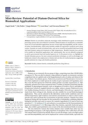 Potential of Diatom-Derived Silica for Biomedical Applications