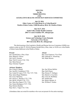 MINUTES for the THIRD MEETING of the LEGISLATIVE HEALTH and HUMAN SERVICES COMMITTEE