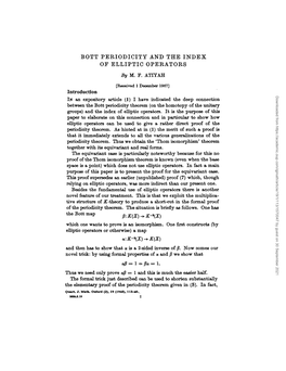 BOTT PERIODICITY and the INDEX of ELLIPTIC OPERATORS by M
