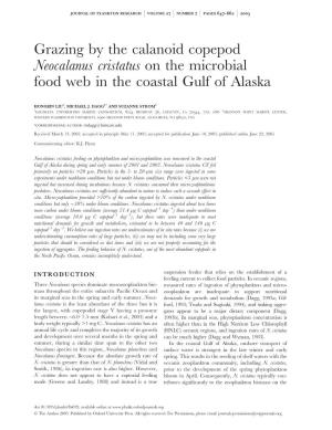 Grazing by the Calanoid Copepod Neocalanus Cristatus on the Microbial Food Web in the Coastal Gulf of Alaska