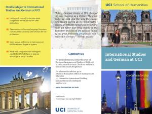 International Studies and German at UCI “Taking German Classes at UCI Changed the Way I Became As a Thinker