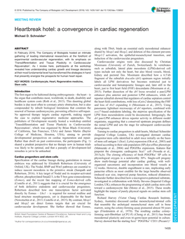 Heartbreak Hotel: a Convergence in Cardiac Regeneration Michael D