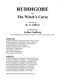 RUDDIGORE Or the Witch’S Curse