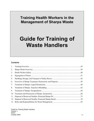 Training Health Workers in the Management of Sharps Waste