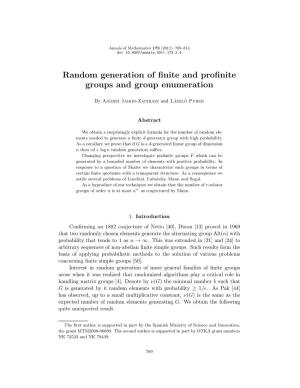 Random Generation of Finite and Profinite Groups and Group