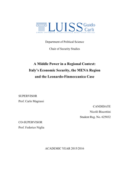 A Middle Power in a Regional Context: Italy's Economic Security, The