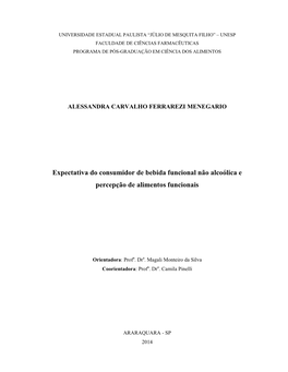 Expectativa Do Consumidor De Bebida Funcional Não Alcoólica E Percepção De Alimentos Funcionais