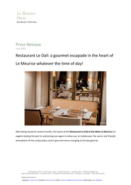 Restaurant Le Dalì: a Gourmet Escapade in the Heart of Le Meurice Whatever the Time of Day!