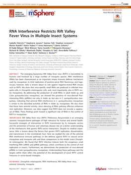RNA Interference Restricts Rift Valley Fever Virus in Multiple Insect Systems