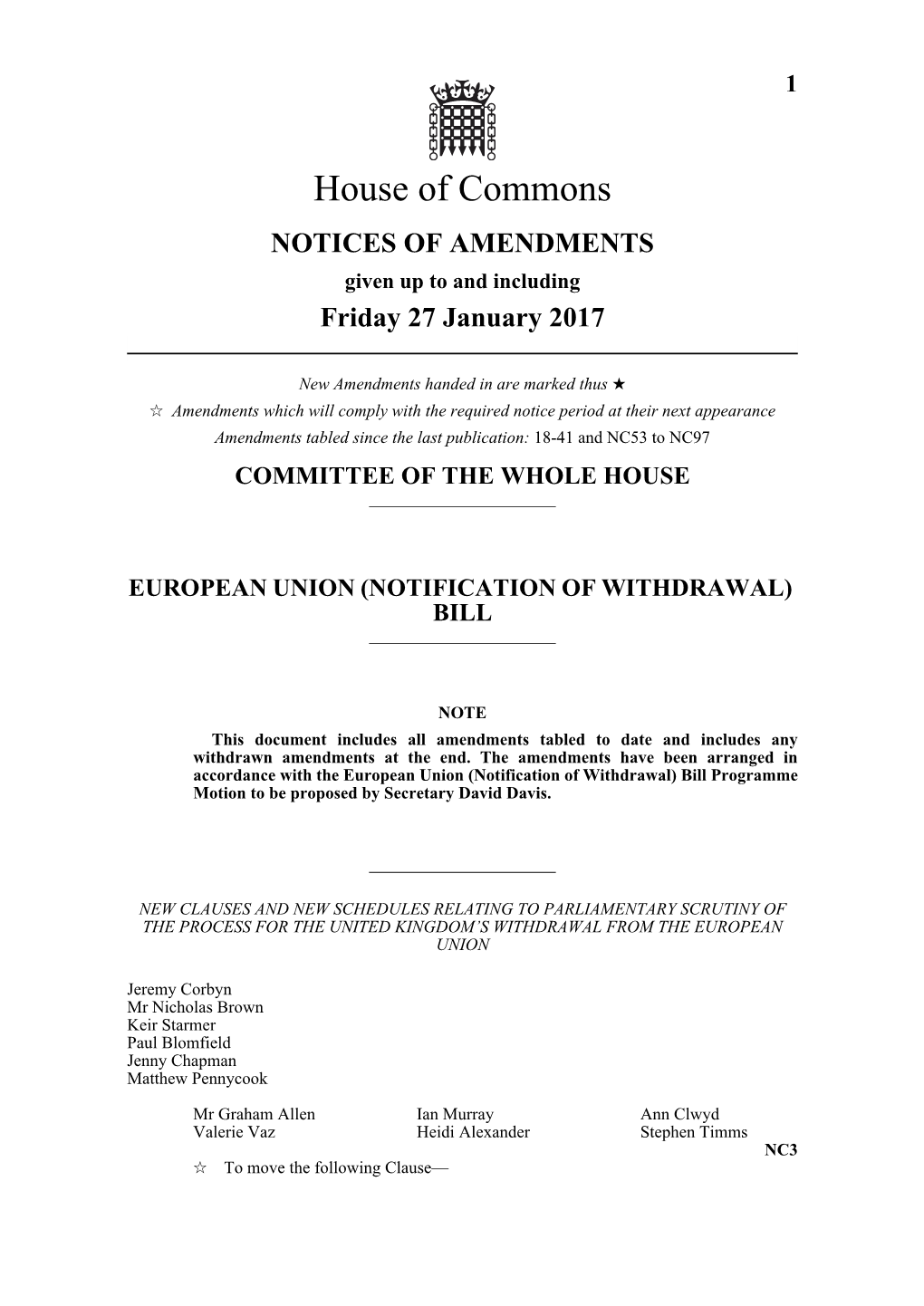 (Notification of Withdrawal) Bill