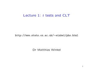 Lecture 1: T Tests and CLT