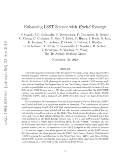 Enhancing LSST Science with Euclid Synergy Arxiv:1904.10439V1 [Astro