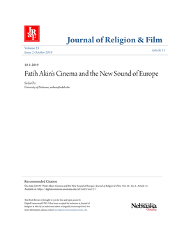Fatih Akin's Cinema and the New Sound of Europe Seda Öz University of Delaware, Sedaoz@Udel.Edu