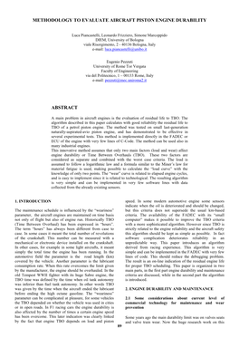 Methodology to Evaluate Aircraft Piston Engine Durability