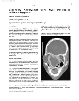 Secondary Aneurysmal Bone Cyst Developing in Fibrous Dysplasia