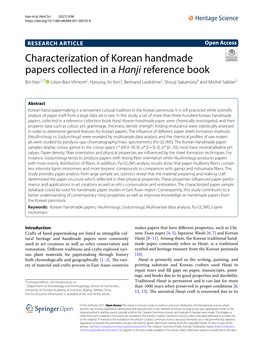 Characterization of Korean Handmade Papers Collected in a Hanji