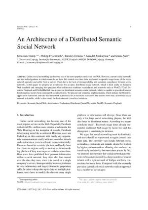 S.Tramp Et Al. / an Architecture of a Distributed Semantic Social Network
