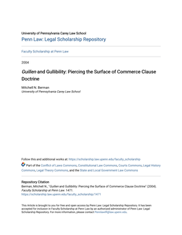 Piercing the Surface of Commerce Clause Doctrine