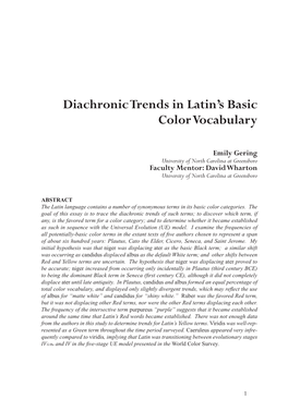 Diachronic Trends in Latin's Basic Color Vocabulary