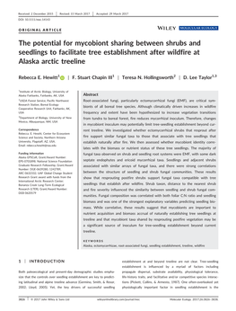 The Potential for Mycobiont Sharing Between Shrubs and Seedlings to Facilitate Tree Establishment After Wildfire at Alaska Arctic Treeline