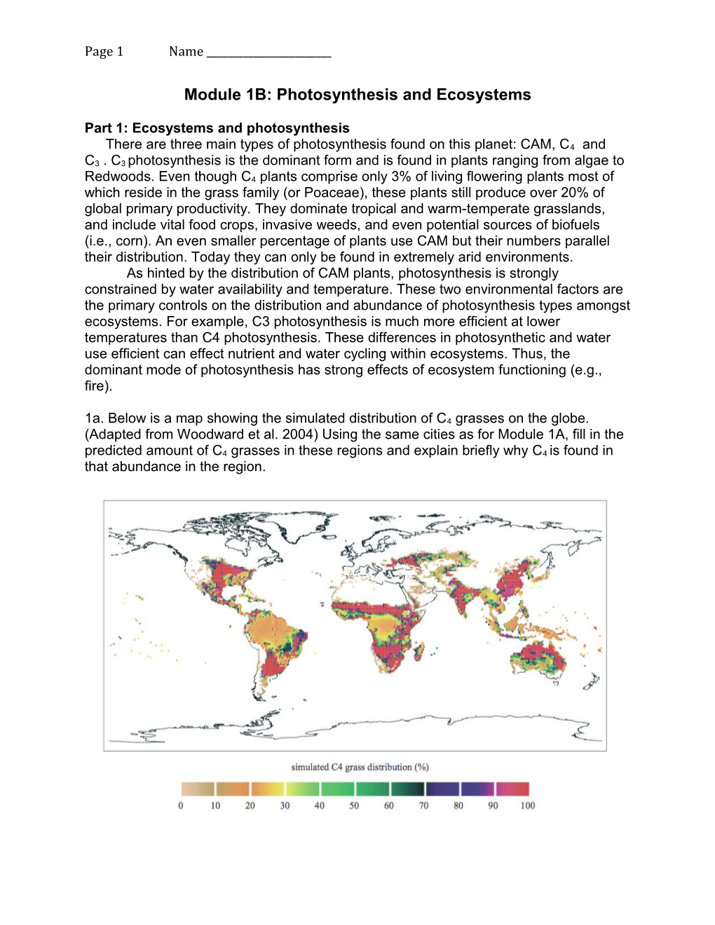 Module 1B: Photosynthesis and Ecosystems