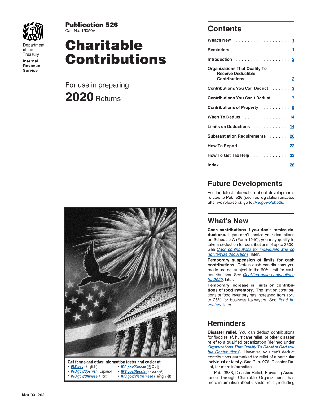 Publication 526, Charitable Contributions