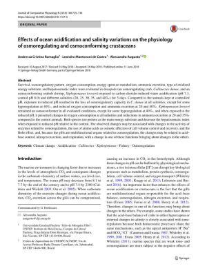 Effects of Ocean Acidification and Salinity Variations on the Physiology of Osmoregulating and Osmoconforming Crustaceans
