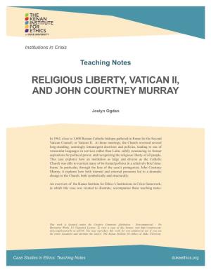 Religious Liberty, Vatican Ii, and John Courtney Murray