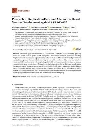 Prospects of Replication-Deficient Adenovirus Based Vaccine Development Against SARS-Cov-2