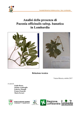 Analisi Della Presenza Di Paeonia Officinalis Subsp. Banatica in Lombardia