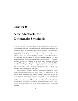 Chapter 8, New Methods for Kinematic Synthesis