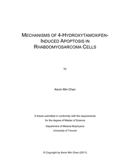 Mechanisms of 4-Hydroxytamoxifen- Induced Apoptosis in Rhabdomyosarcoma Cells