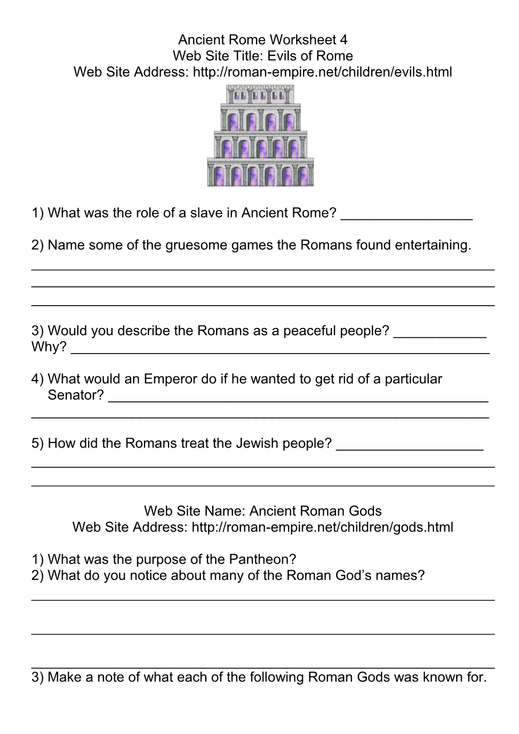 Ancient Rome Worksheet 4