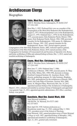 Archdiocesan Clergy Biographies