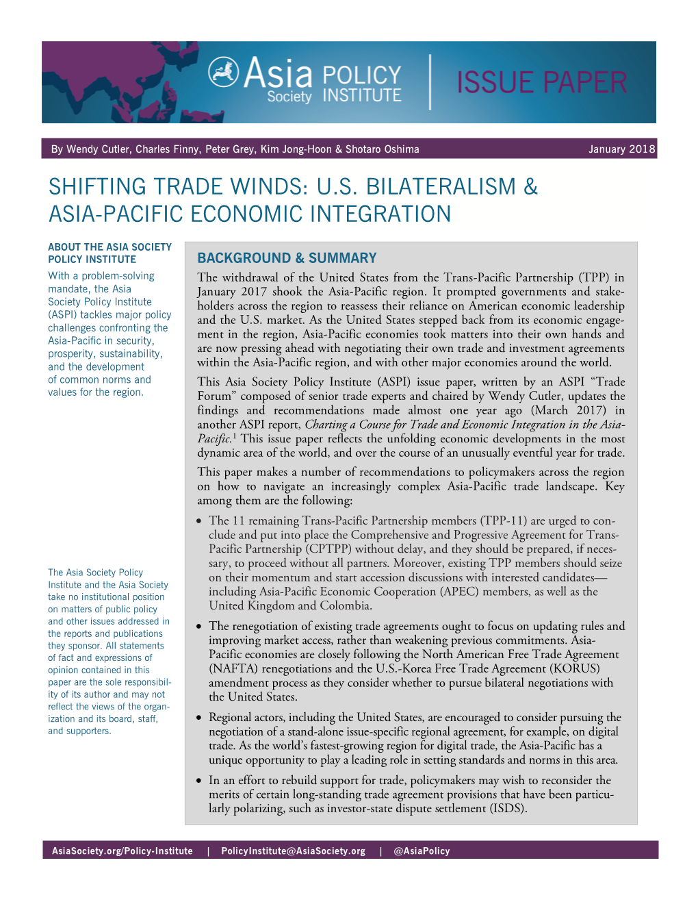 Shifting Trade Winds: US Bilateralism & Asia-Pacific
