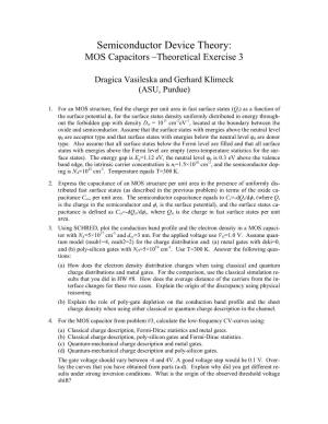 MOS Capacitors –Theoretical Exercise 3