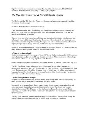 The Day After Tomorrow & Abrupt Climate Change