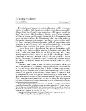 Reducing Modality∗ Theodore Sider February 24, 2008