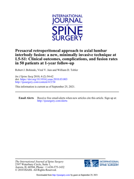 Presacral Retroperitoneal Approach to Axial Lumbar Interbody Fusion: A