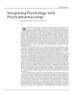 Integrating Psychology with Psychopharmacology