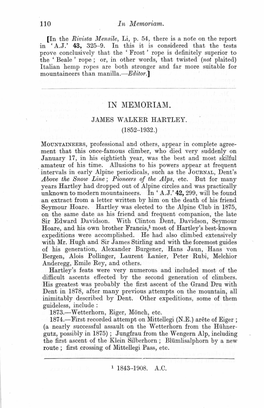 In Memoriam J. Walker Hartley, G. Scriven, Howard