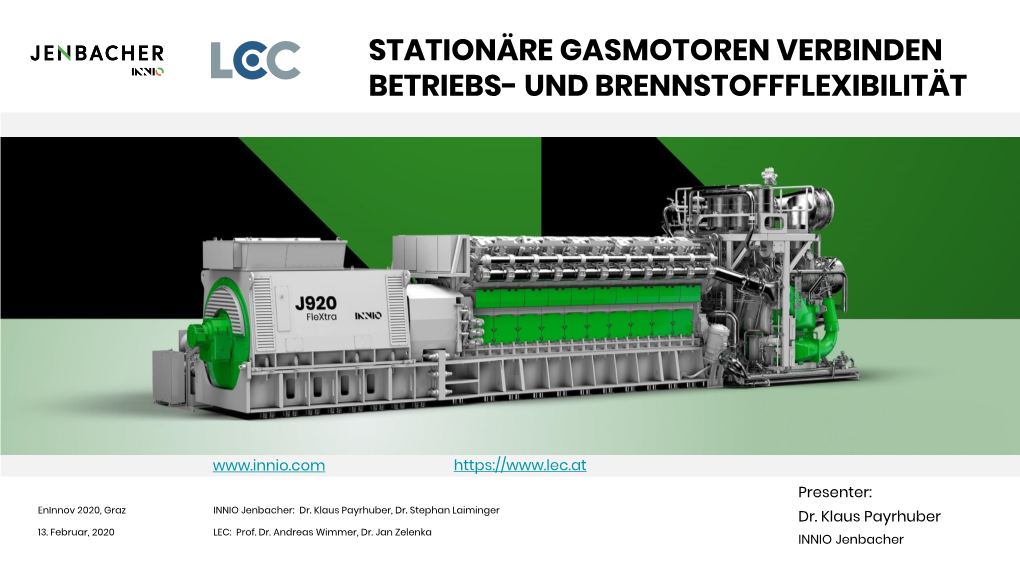 Stationäre Gasmotoren Verbinden Betriebs- Und Brennstoffflexibilität