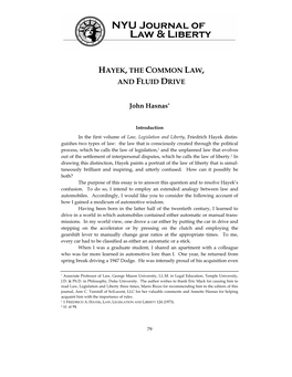 John Hasnas, Hayek, the Common Law, and Fluid Drive