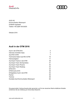 Audi in Der DTM 2016