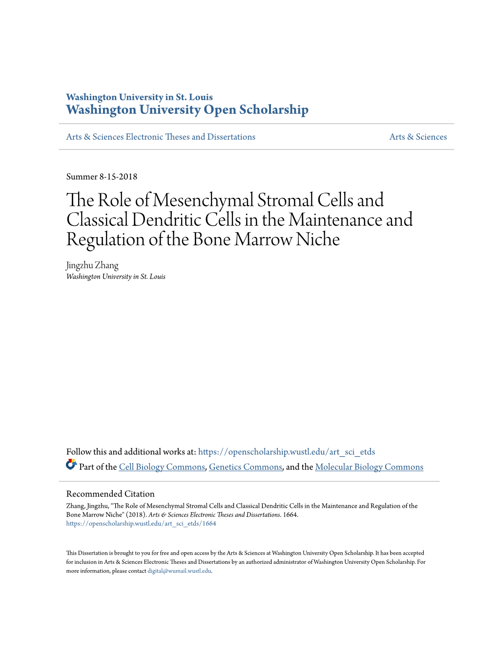The Role of Mesenchymal Stromal Cells and Classical Dendritic Cells