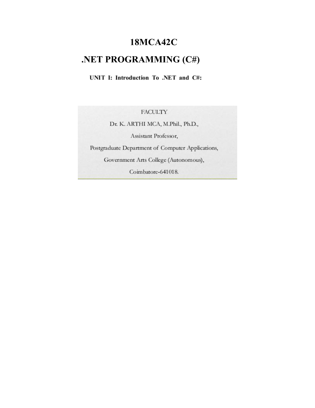 18Mca42c .Net Programming (C#)